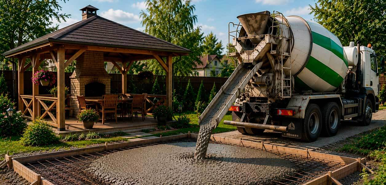 Производство и доставка бетона для беседки на частный участок